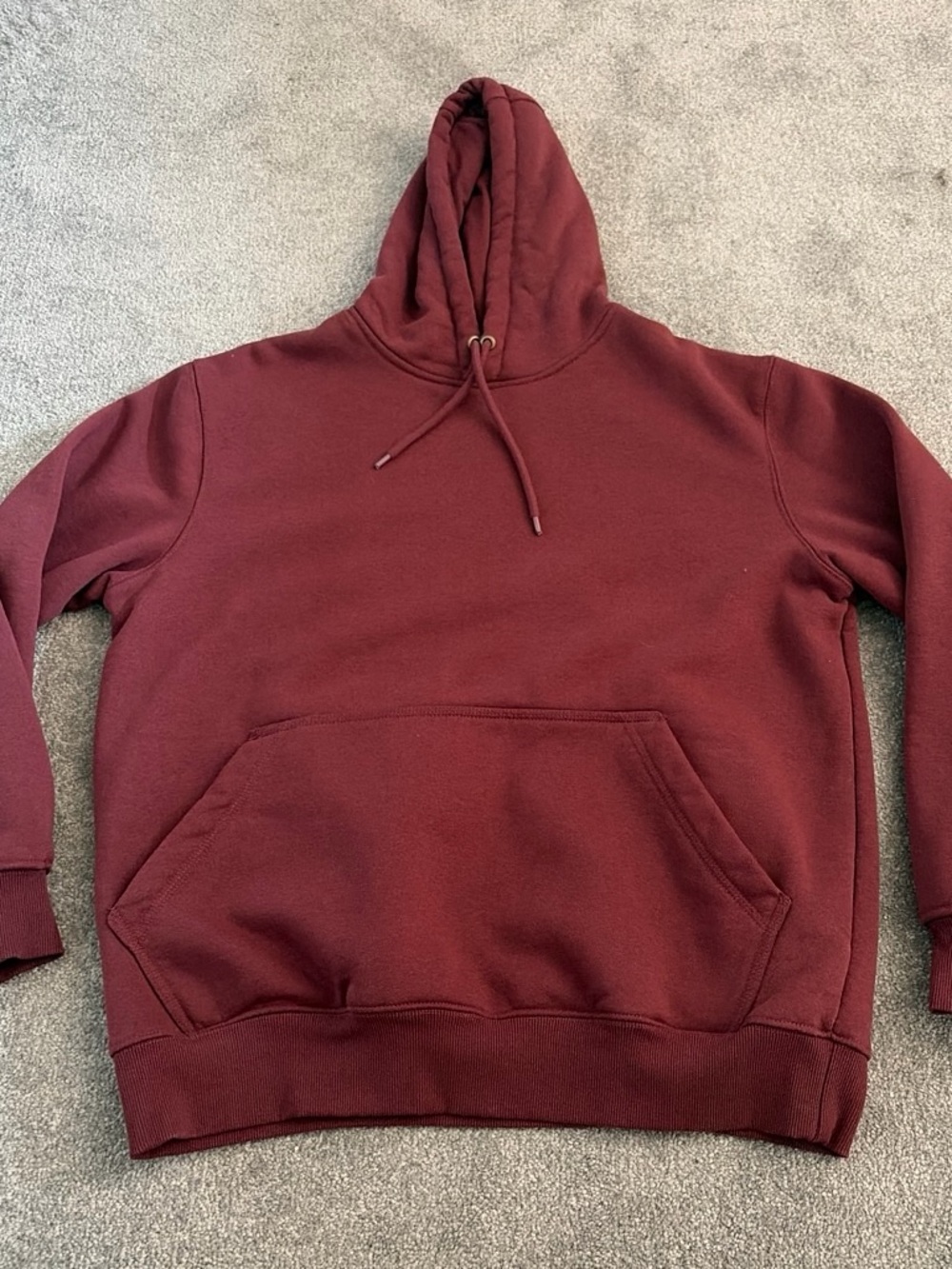 Men's Maroon Pullover Hoodie with Kangaroo Pocket